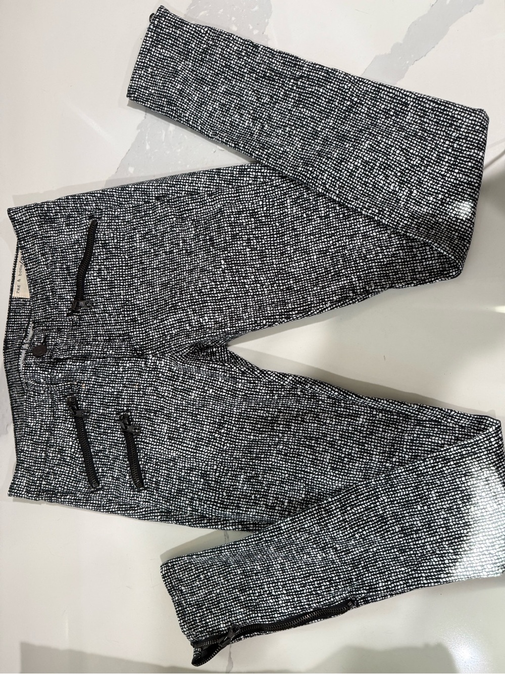 rag & bone Black and White Textured Cargo Pants